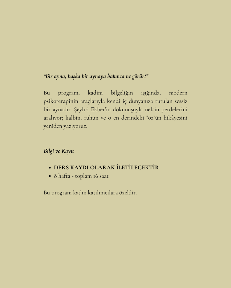 DERS KAYDI - Ontolojik Psikoeğitim (İbn-i Arabi..)