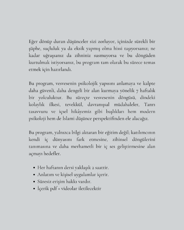 KAYIT - Vesvese ile Bütüncül Çalışma Programı