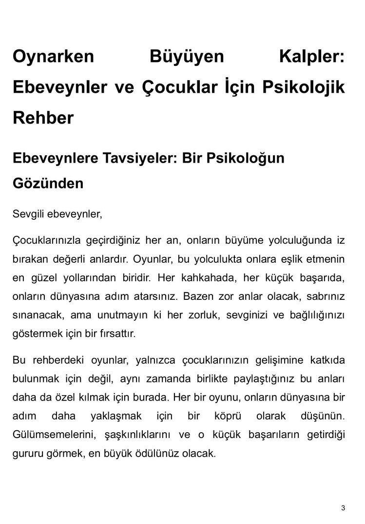 Oynarken Büyüyen Kalpler: Ebeveyn ve Çocuklar İçin Psikolojik Rehber
