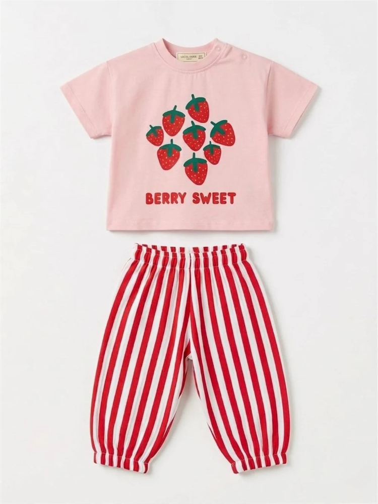 %100 Pamuk Berry Sweet Kız Bebek Takım 