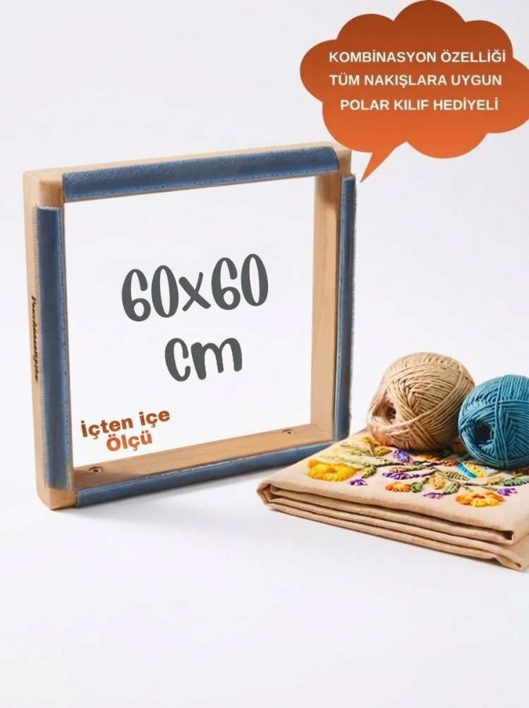 60x60cm Kombinasyon Özellikli Punch ve Tüm Nakışlara Uygun İğneli/Telli Kasnak KILIF HEDİYE
