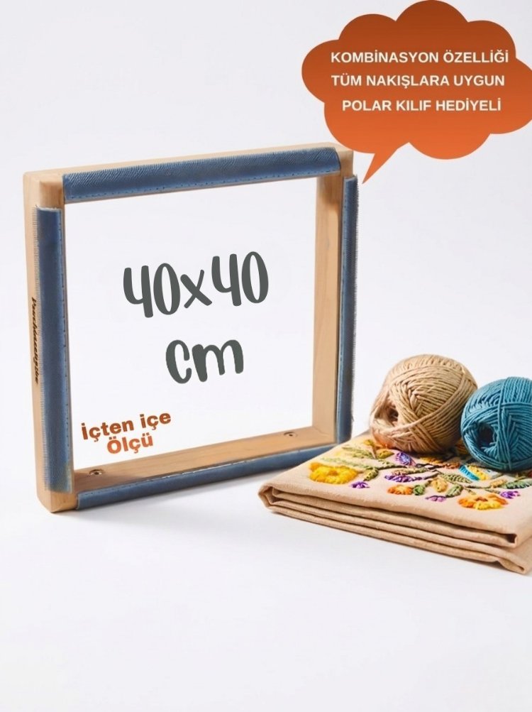 40x40cm Kombinasyon Özellikli Punch ve Tüm Nakışlara Uygun İğneli/Telli Kasnak KILIF HEDİYE