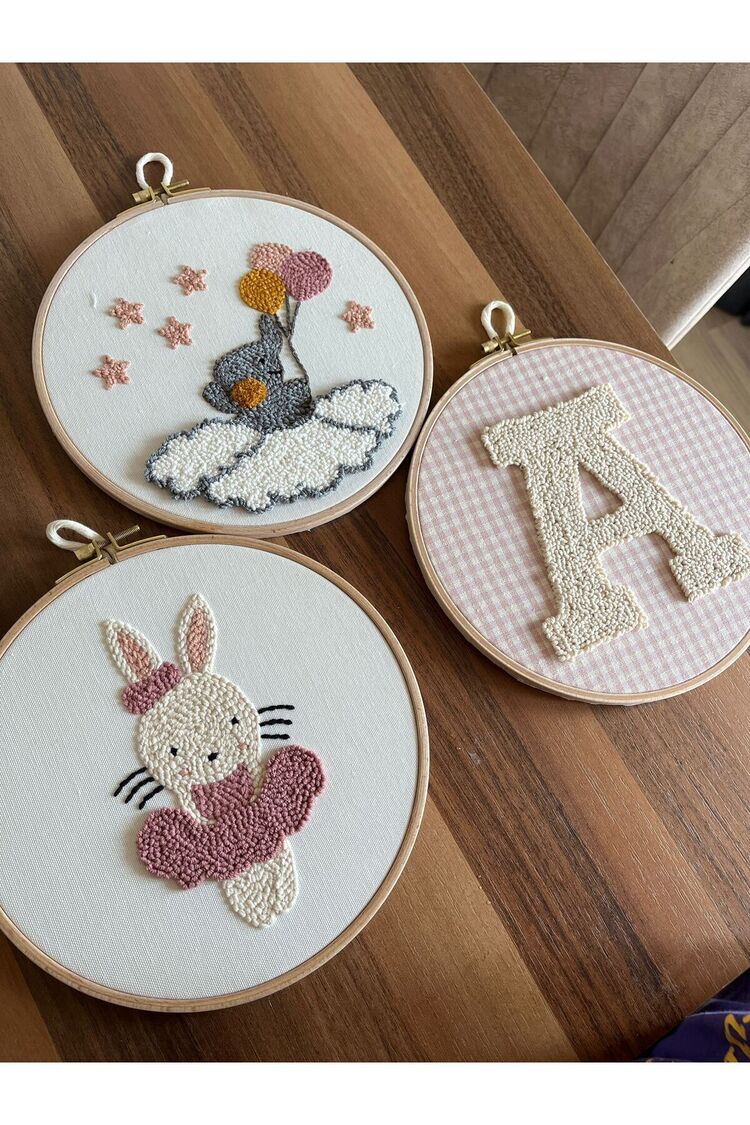 21.5cm 3 Lü Set Bebek/çocuk Odası Duvar Süsü/punch Nakis Duvar Panosu/bebek Hediyelik/hastane
