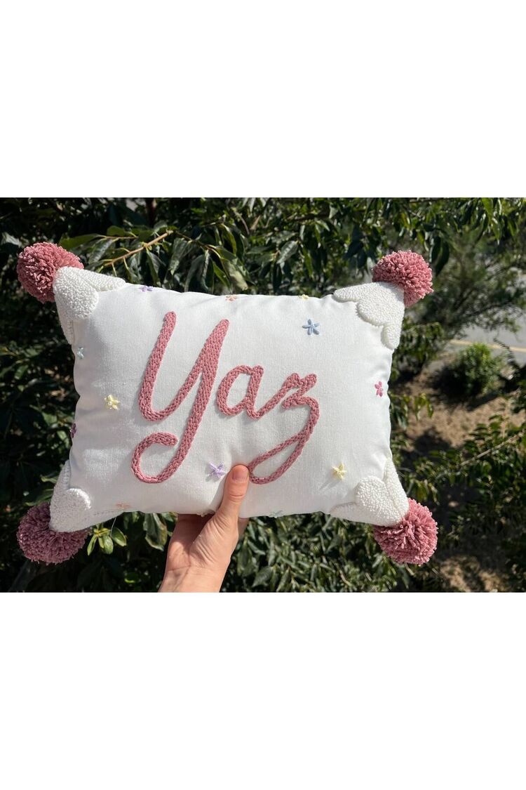 İsimli Bebek Takı Yastığı Dekoratif Yastık Kılıfı Punch Nakışlı İçi Dolgusuz-30x50