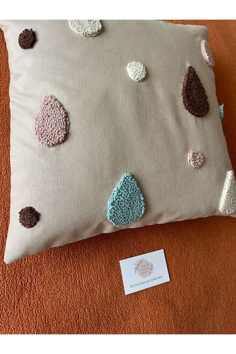 Lüks Bebek Yastığı Dekoratif Yastık Kılıfı Punch Nakışlı Içi Dolgusuz 40x40