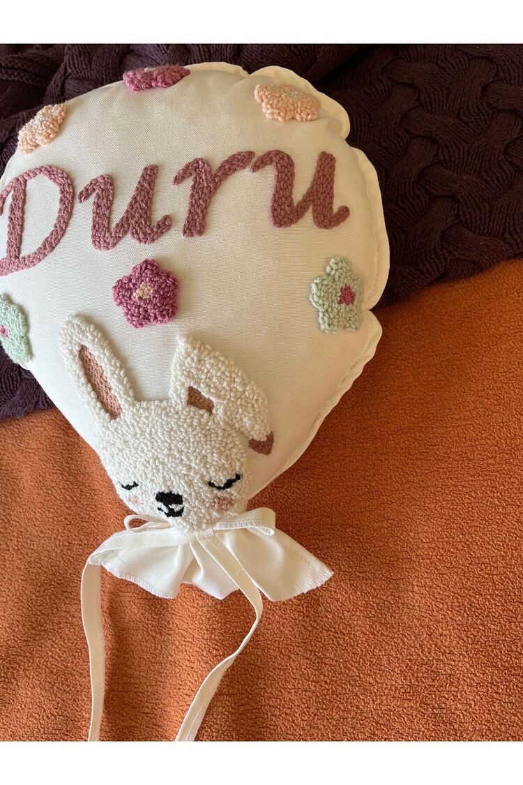 Bebek Dekoratif Kırlent/isimli Bebek Takı Yastığı Dekoratif Yastık Punch Nakışlı-iç Dolgulu-balon Tp