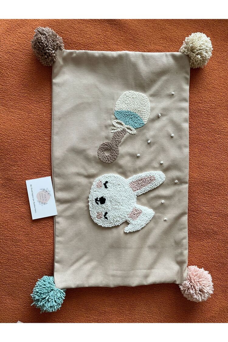 İsimli Bebek Takı Yastığı Dekoratif Yastık Kılıfı Punch Nakışlı İçi Dolgusuz-30x50