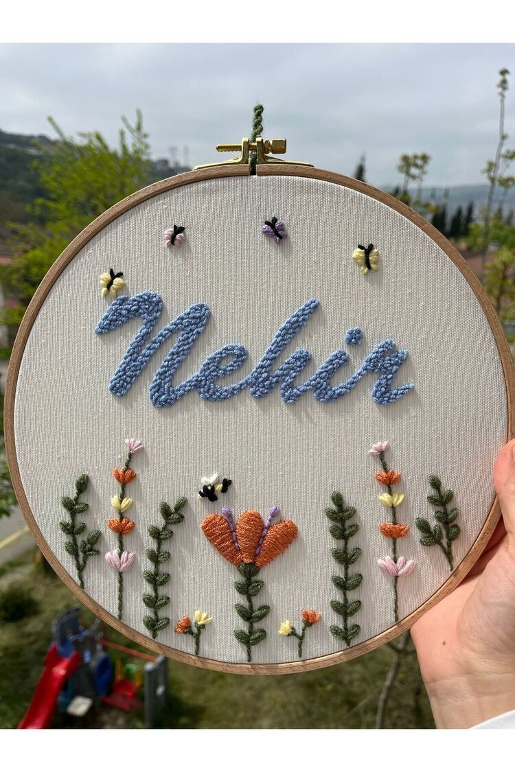 25 Cm Bebek Odası Kapı Süsü/isme Özel Punch Nakışlı Duvar Panosu/bebek Hediyelik Hastane Kapı Süsü