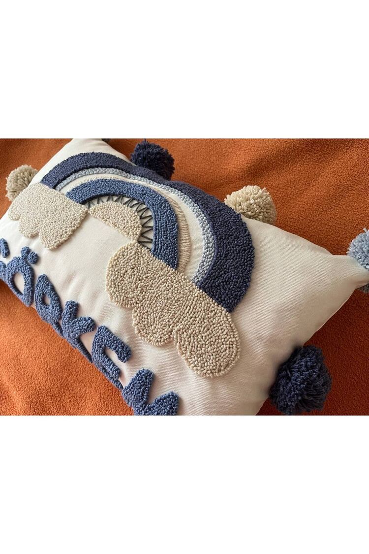 İsimli Bebek Takı Yastığı Dekoratif Yastık Kılıfı Punch Nakışlı İçi Dolgusuz-30x50