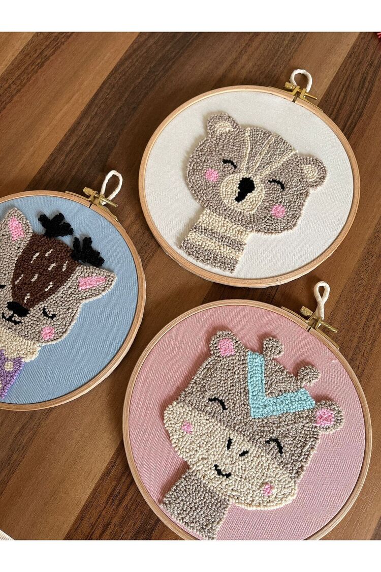 18.5cm 3'lü Set Bebek/çocuk Odası Duvar Süsü/punch Nakis Duvar Panosu/bebek Hediyelik/hastane
