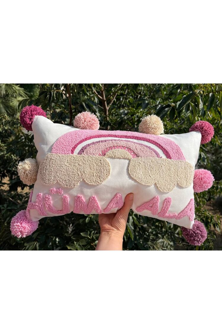 İsimli Bebek Takı Yastığı Dekoratif Yastık Kılıfı Punch Nakışlı İçi Dolgusuz-30x50