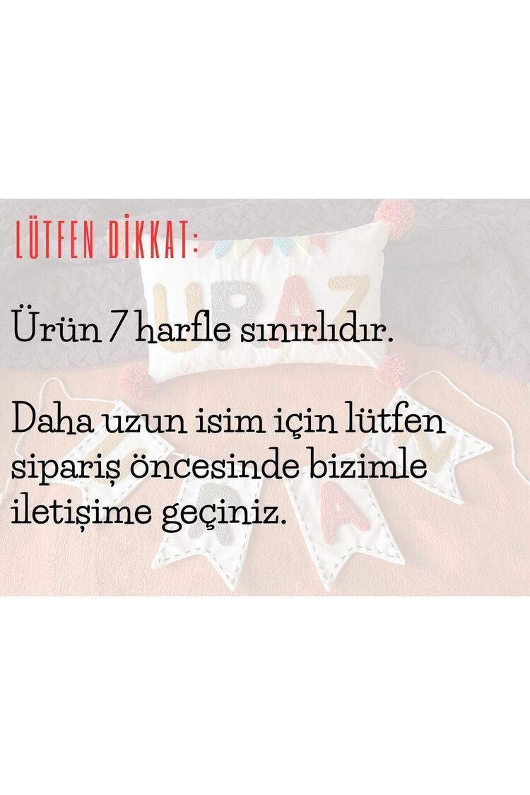Punch Işlemeli Isimli Flama Ve Takı Yastığı Takımı,bebek Hediyelik (İÇ DOLGUSUZ)