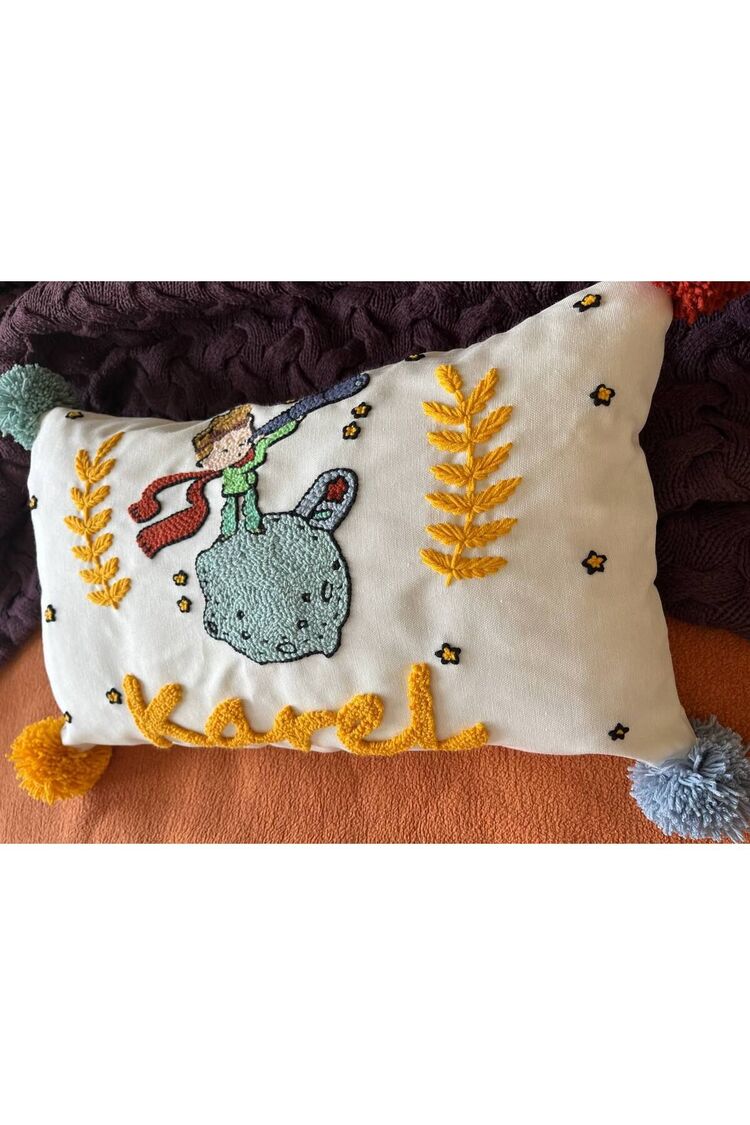 İsimli Bebek Takı Yastığı Dekoratif Yastık Kılıfı Punch Nakışlı İçi Dolgusuz-30x50