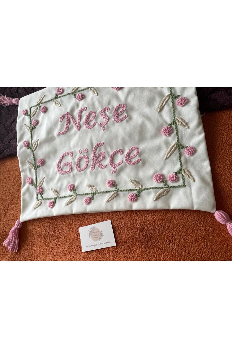 Bebek Dekoratif Kırlent/ Isimli Bebek Takı Yastığı Dekoratif Yastık Kılıfı Punch Nakışlı