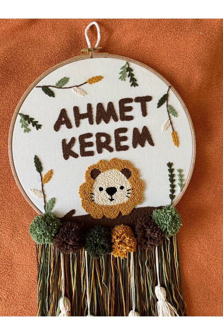 Işlemeli Isimli Kapı Süsü Ve Takı Yastığı Takımı,bebek Hediyelik (İÇ DOLGUSUZ)