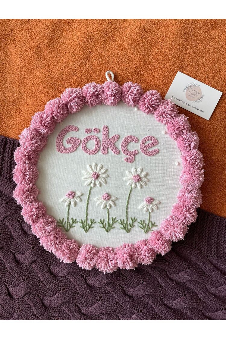 Işlemeli Isimli Kapı Süsü Ve Takı Yastığı Takımı,bebek Hediyelik (İÇ DOLGUSUZ)