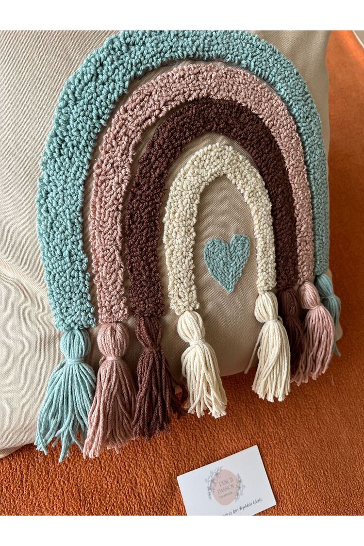 Lüks Bebek Yastığı Dekoratif Yastık Kılıfı Punch Nakışlı Içi Dolgusuz 40x40