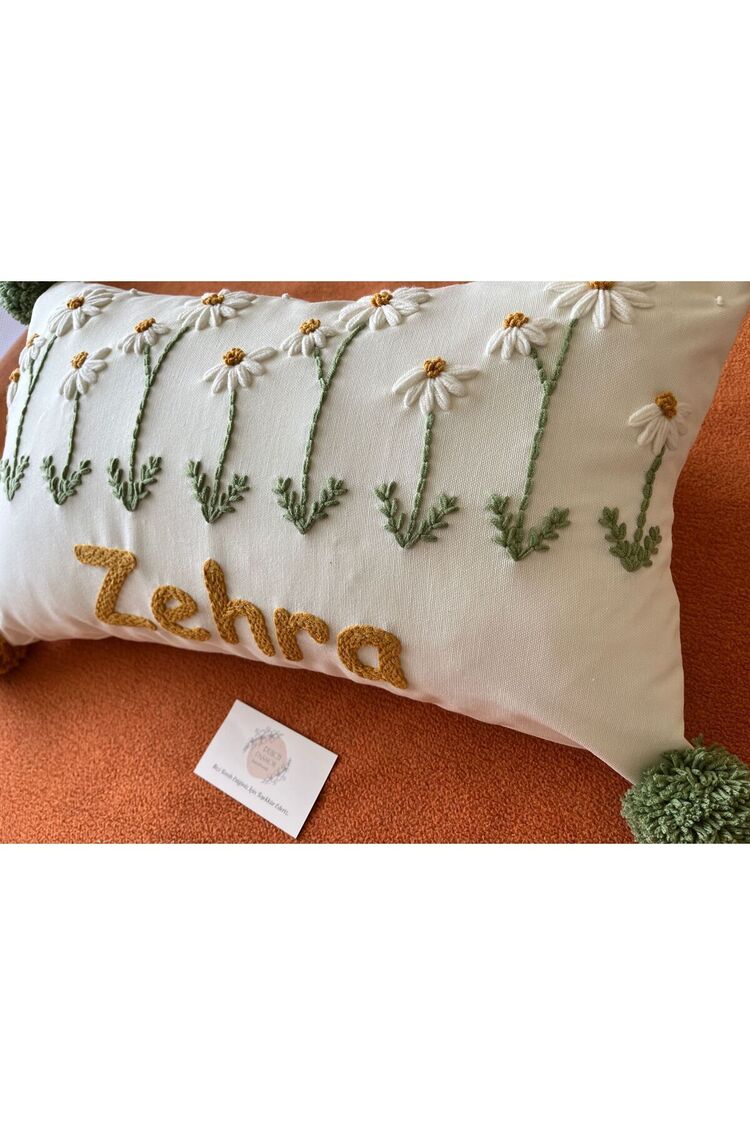 İsimli Bebek Takı Yastığı Dekoratif Yastık Kılıfı Punch Nakışlı İçi Dolgusuz-30x50