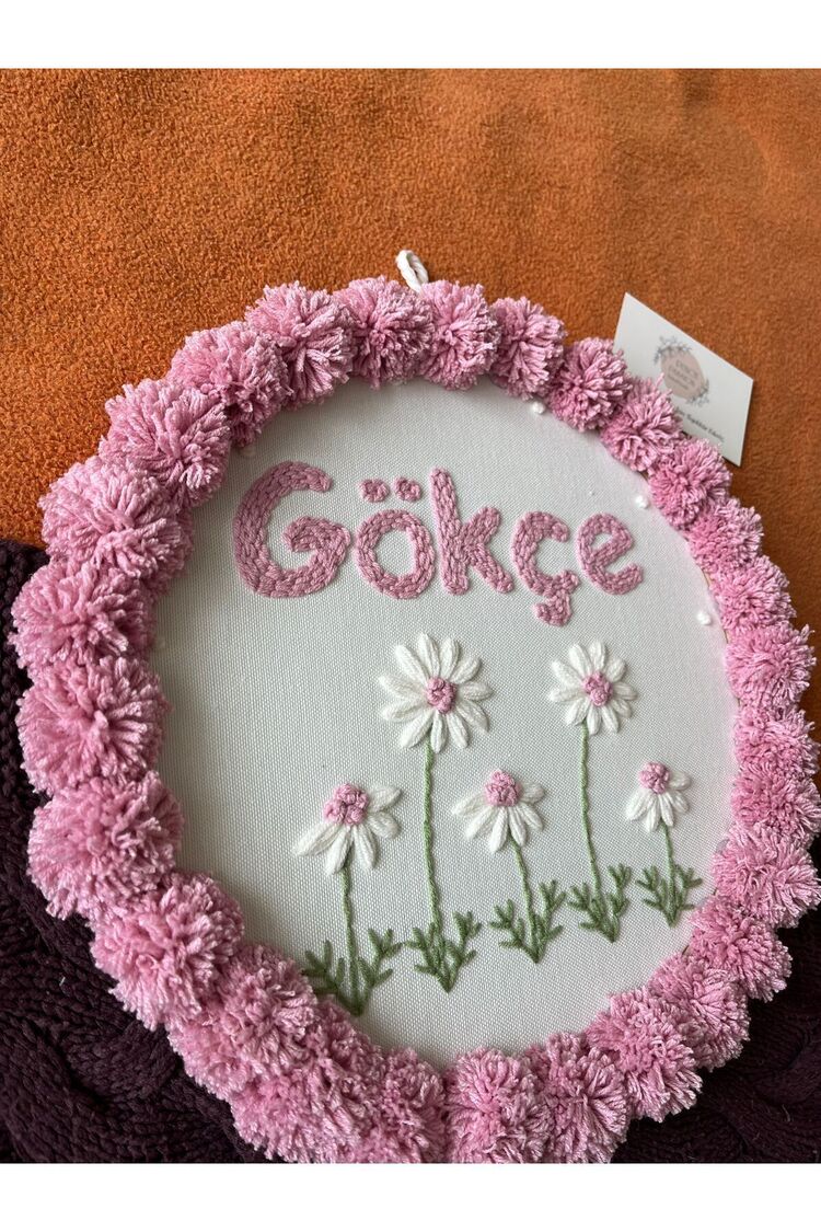 Işlemeli Isimli Kapı Süsü Ve Takı Yastığı Takımı,bebek Hediyelik (İÇ DOLGUSUZ)