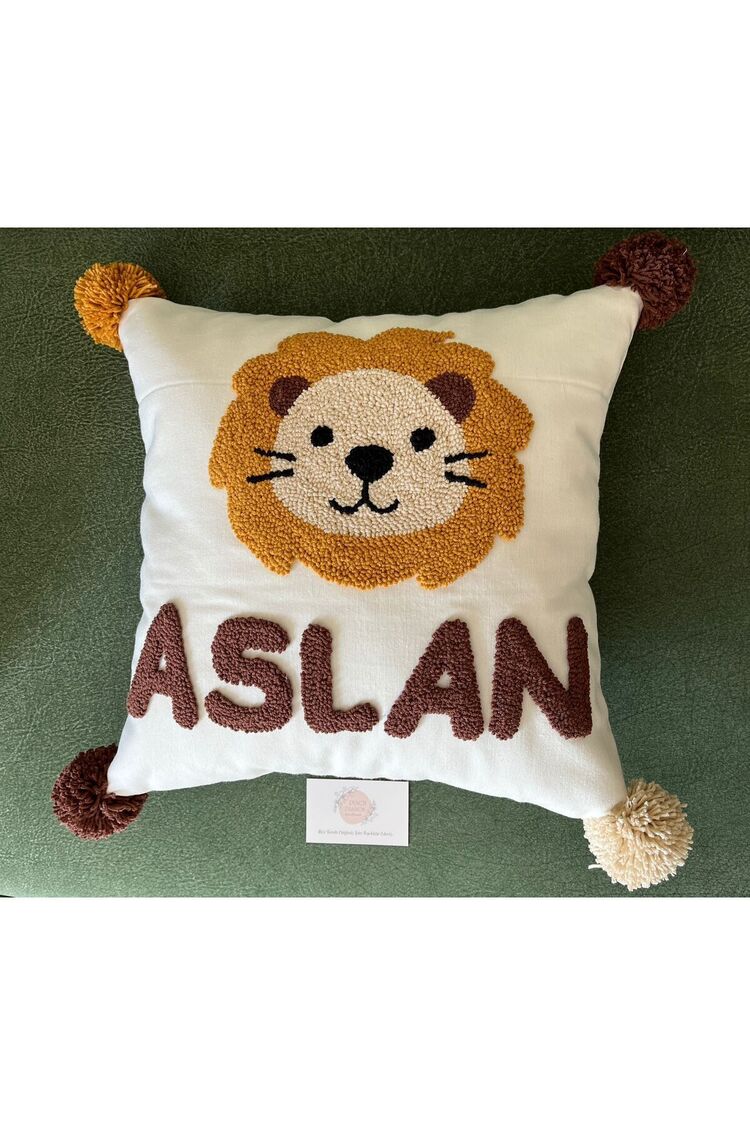 İsimli Bebek Takı Yastığı Dekoratif Yastık Kılıfı Punch Nakışlı İçi Dolgusuz-40x40