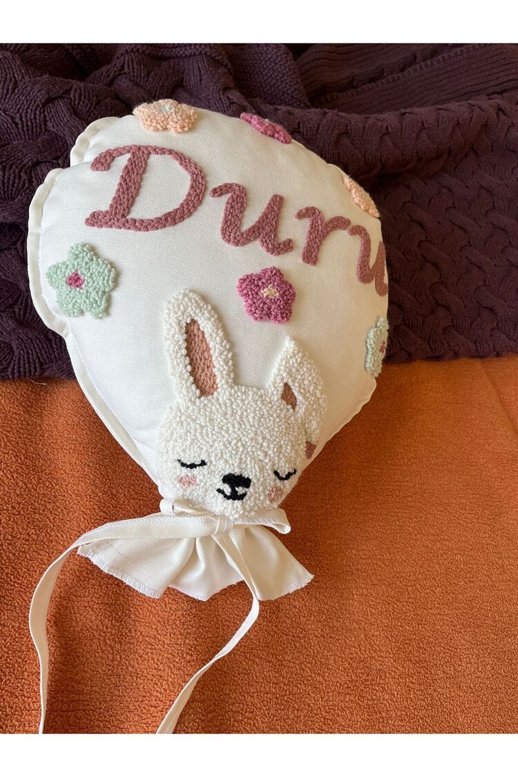 Bebek Dekoratif Kırlent/isimli Bebek Takı Yastığı Dekoratif Yastık Punch Nakışlı-iç Dolgulu-balon Tp
