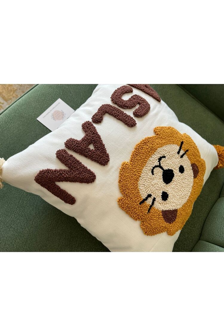 İsimli Bebek Takı Yastığı Dekoratif Yastık Kılıfı Punch Nakışlı İçi Dolgusuz-40x40