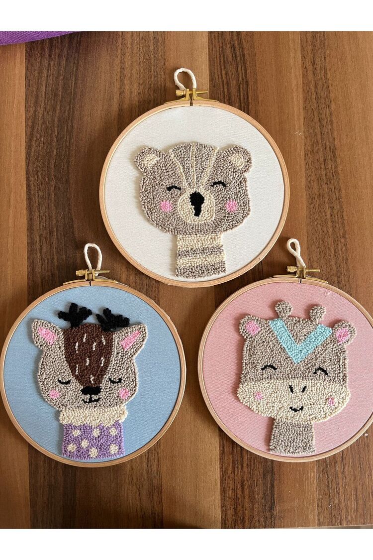 18.5cm 3'lü Set Bebek/çocuk Odası Duvar Süsü/punch Nakis Duvar Panosu/bebek Hediyelik/hastane
