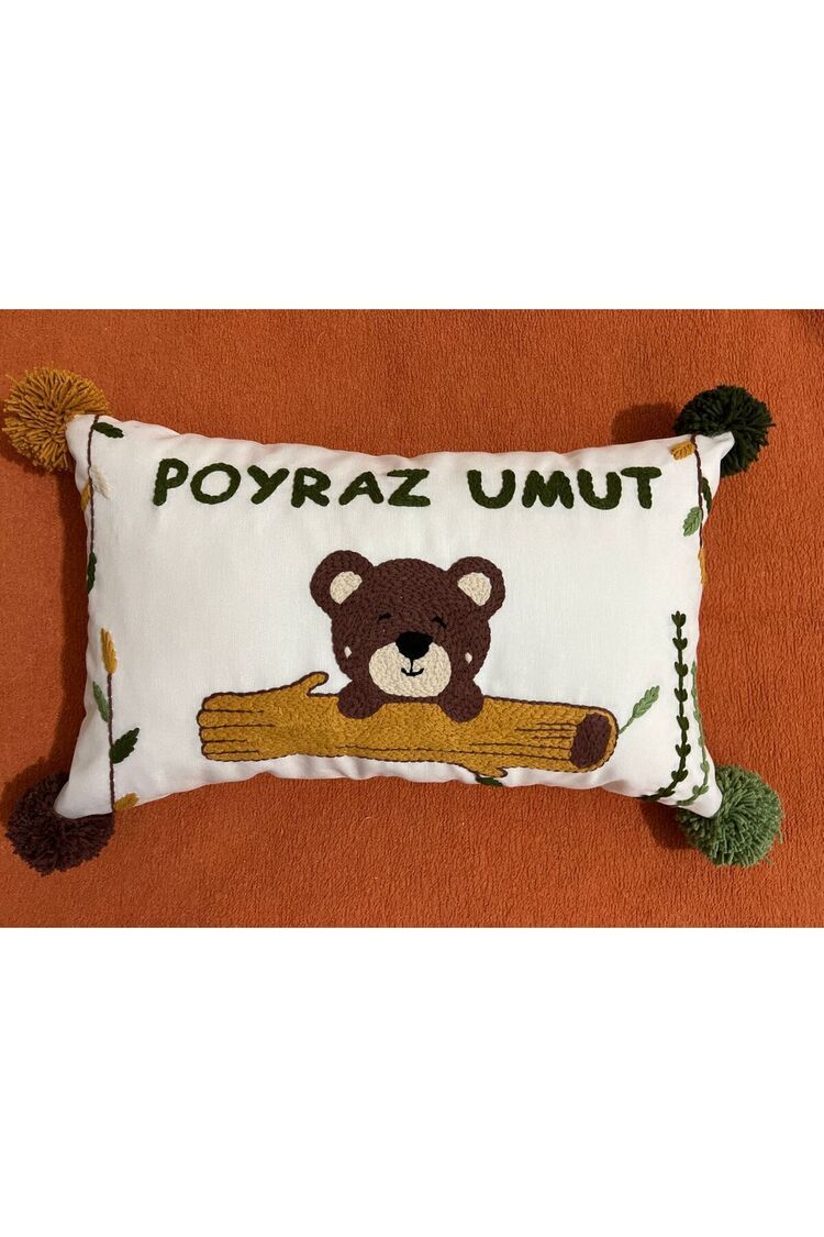 İsimli Bebek Takı Yastığı Dekoratif Yastık Kılıfı Punch Nakışlı İçi Dolgusuz