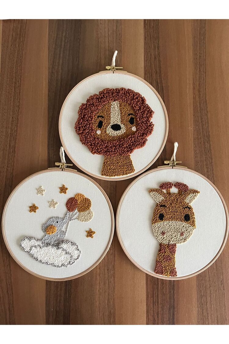 21.5cm 3'lü Set Bebek/çocuk Odası Duvar Süsü/punch Nakis Duvar Panosu/bebek Hediyelik