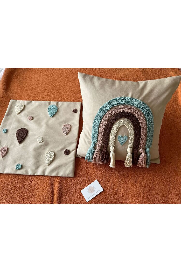 Bebek Dekoratif Kırlent Kılıfı Seti/Bebek Dekoratif Yastık Kılıfı/ Punch Nakışlı-40x40