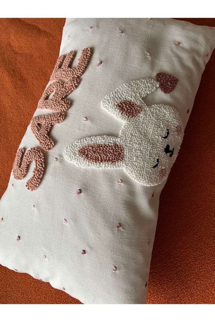 Bebek Dekoratif Kırlent/isimli Bebek Takı Yastığı /bebek Dekoratif Yastık Kılıfı/ Punch Nakışlı