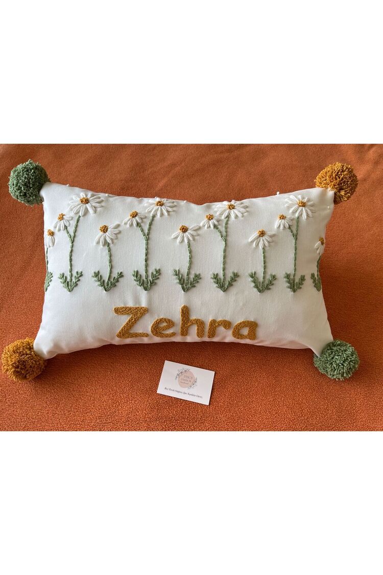 İsimli Bebek Takı Yastığı Dekoratif Yastık Kılıfı Punch Nakışlı İçi Dolgusuz-30x50
