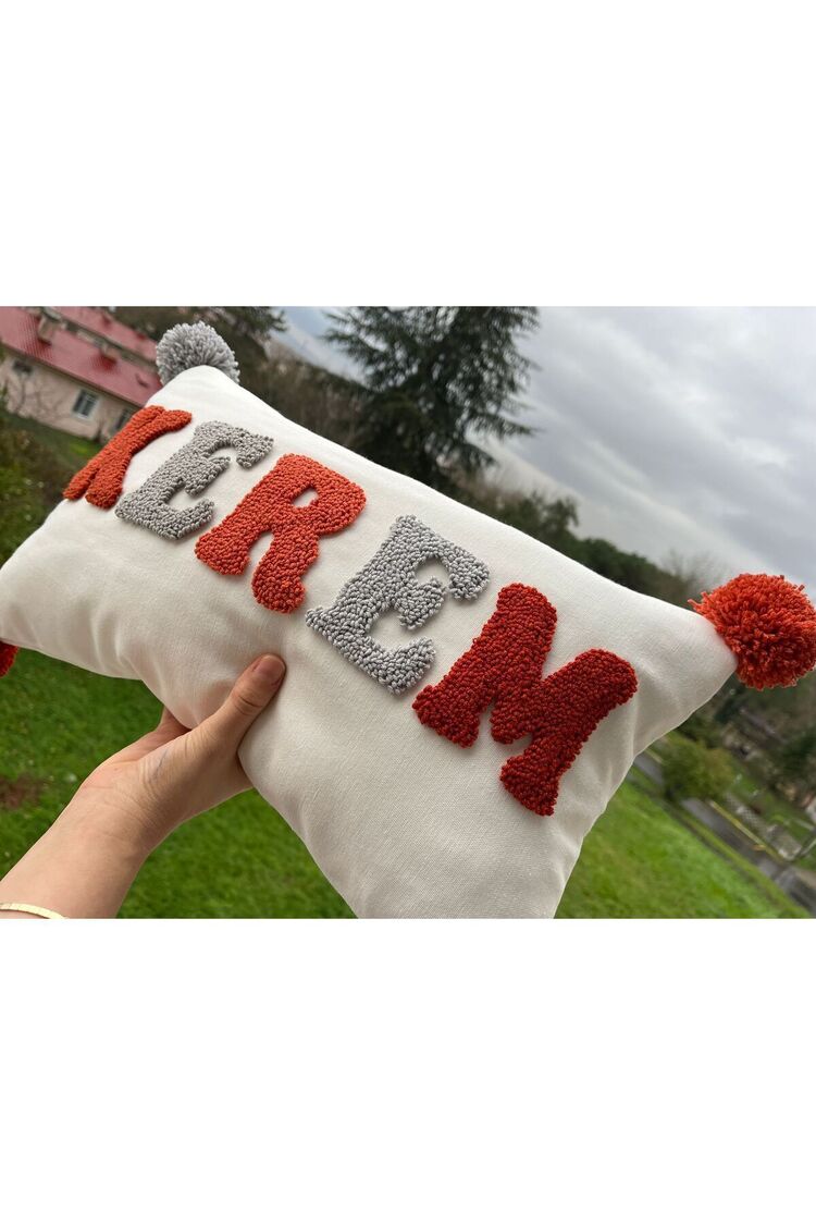 Bebek Dekoratif Kırlent/ Isimli Bebek Takı Yastığı Dekoratif Yastık Kılıfı Punch Nakışlı