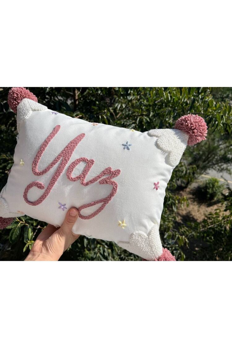 İsimli Bebek Takı Yastığı Dekoratif Yastık Kılıfı Punch Nakışlı İçi Dolgusuz-30x50