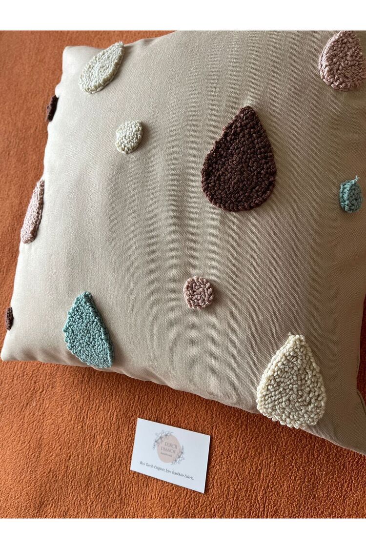 Lüks Bebek Yastığı Dekoratif Yastık Kılıfı Punch Nakışlı Içi Dolgusuz 40x40