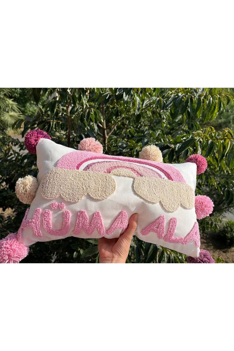 İsimli Bebek Takı Yastığı Dekoratif Yastık Kılıfı Punch Nakışlı İçi Dolgusuz-30x50