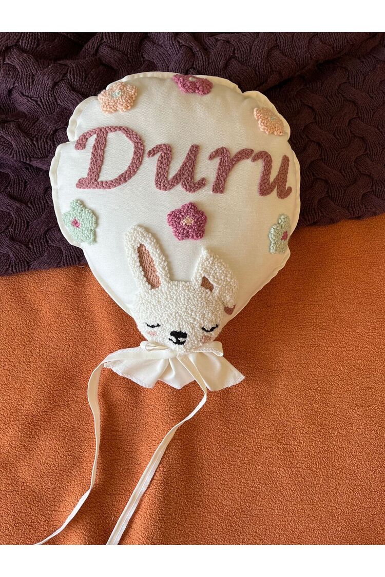 Bebek Dekoratif Kırlent/isimli Bebek Takı Yastığı Dekoratif Yastık Punch Nakışlı-iç Dolgulu-balon Tp