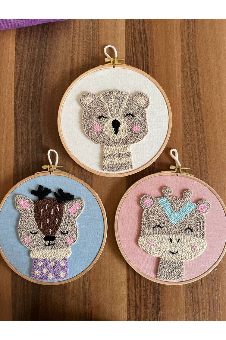 18.5cm 3'lü Set Bebek/çocuk Odası Duvar Süsü/punch Nakis Duvar Panosu/bebek Hediyelik/hastane