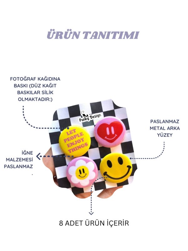 8'li Set-14 Yaz Temalı Rozet Seti Summer Good Vibes Güneş Çiçek Plaj Pin
