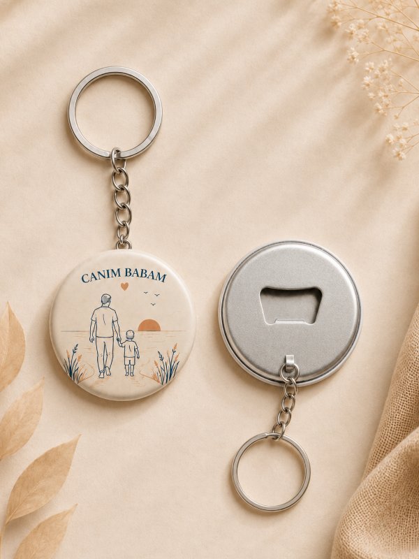 Babalar Günü Hediyesi Canım Babam Kartlı Anahtarlık 44 Mm PVC Kaplı Metal Açacaklı