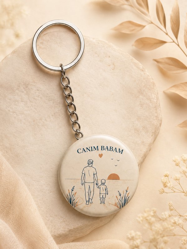 Babalar Günü Hediyesi Canım Babam Kartlı Anahtarlık 44 Mm PVC Kaplı Metal Açacaklı
