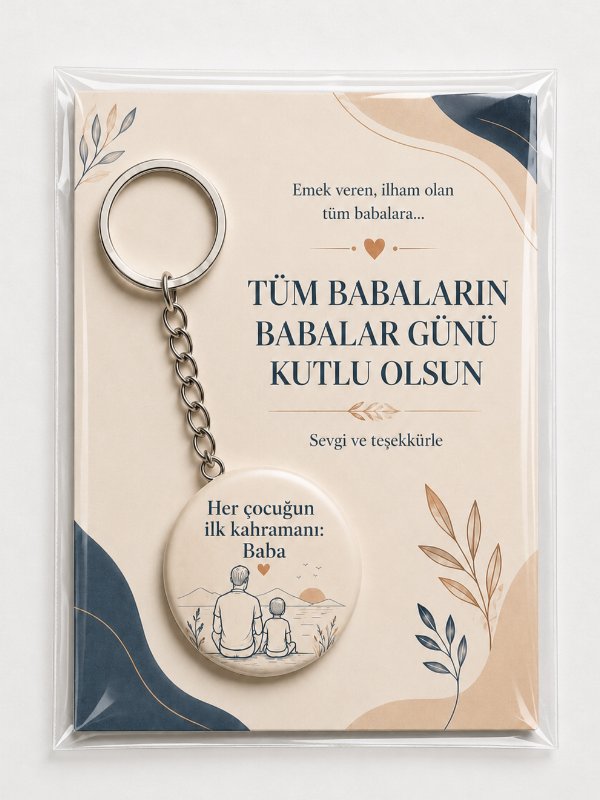 20 Adet Babalar Günü Kartlı Anahtarlık - 44 mm- Metal Açacaklı Hediye