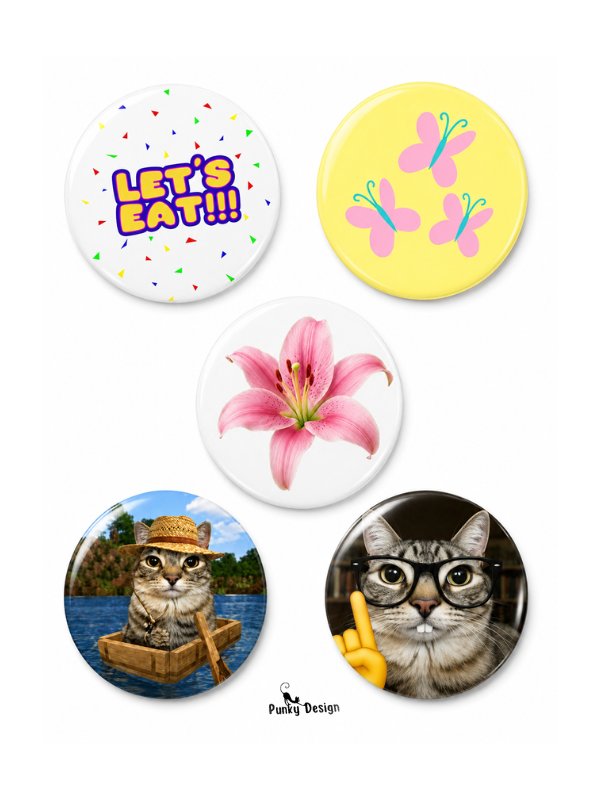 Trend-19 15'li Eğlenceli Rozet Seti 1 Adet Açacaklı Anahtarlık Kedi Kawaii Broş Pin