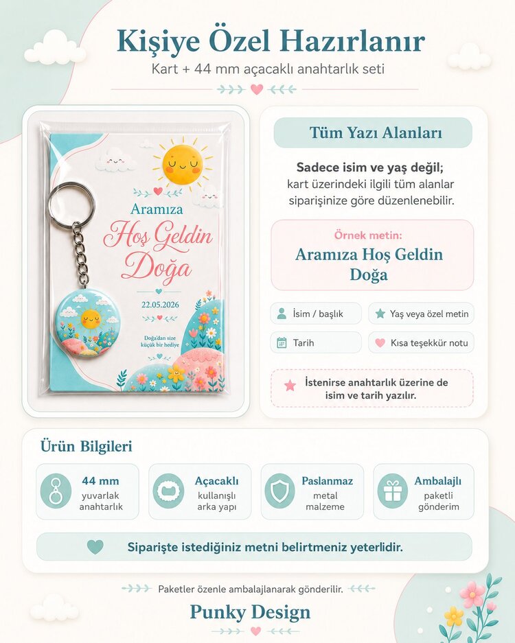 Hediyelik Set-1 Kişiye Özel 20 Adet İsimli Anahtarlık, Bebek Çocuk Doğum Günü Yenidoğan Mevlit Hediy