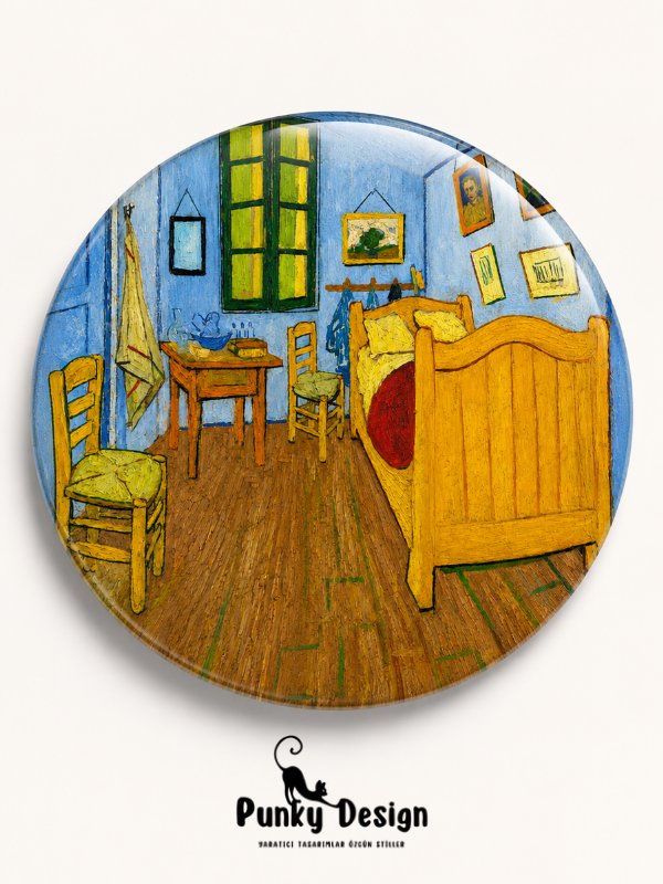 Van Gogh Temalı Rozet Seti Yıldızlı Gece Ayçiçekleri Sanat Tasarım Vintage Broş Pin