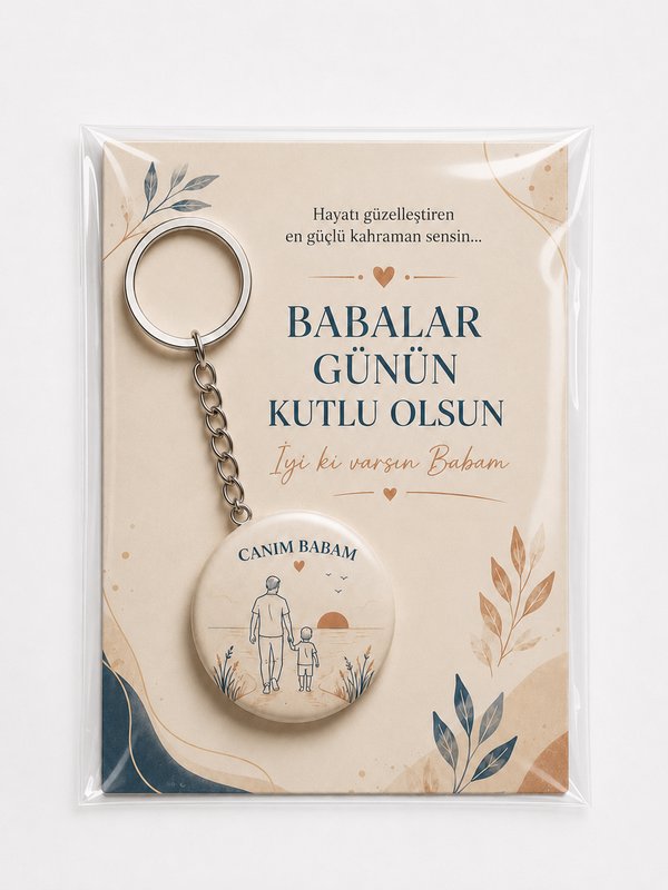 Babalar Günü Hediyesi Canım Babam Kartlı Anahtarlık 44 Mm PVC Kaplı Metal Açacaklı