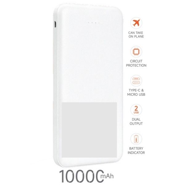 Kişiye Özel Siyah Powerbank 10.000 Mah 2X Usb Çıkışlı 1 Type-C Ve 1 Micro Girişli