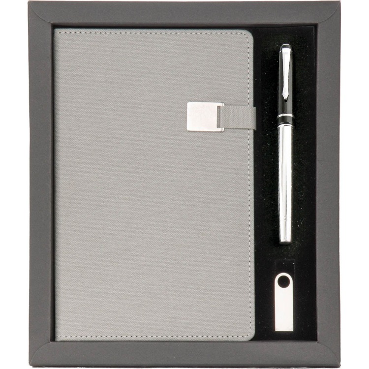 Kişiye Özel Ajanda Kalem Usb Set - Gri
