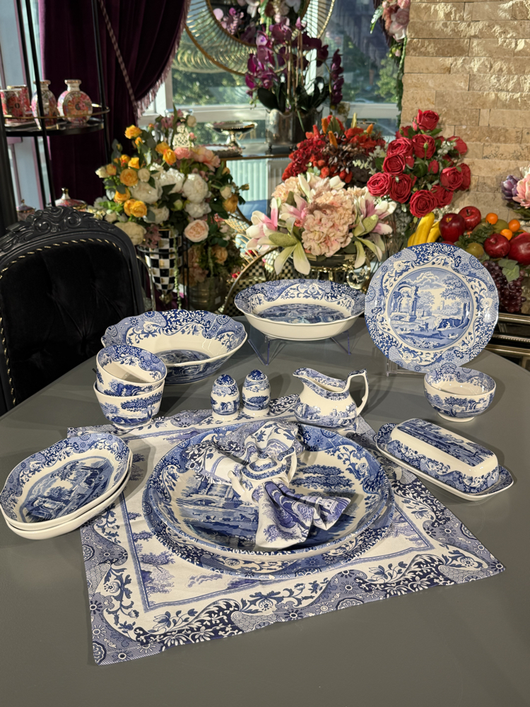 Spode Blue Italian Porselen 23 Cm Tabak