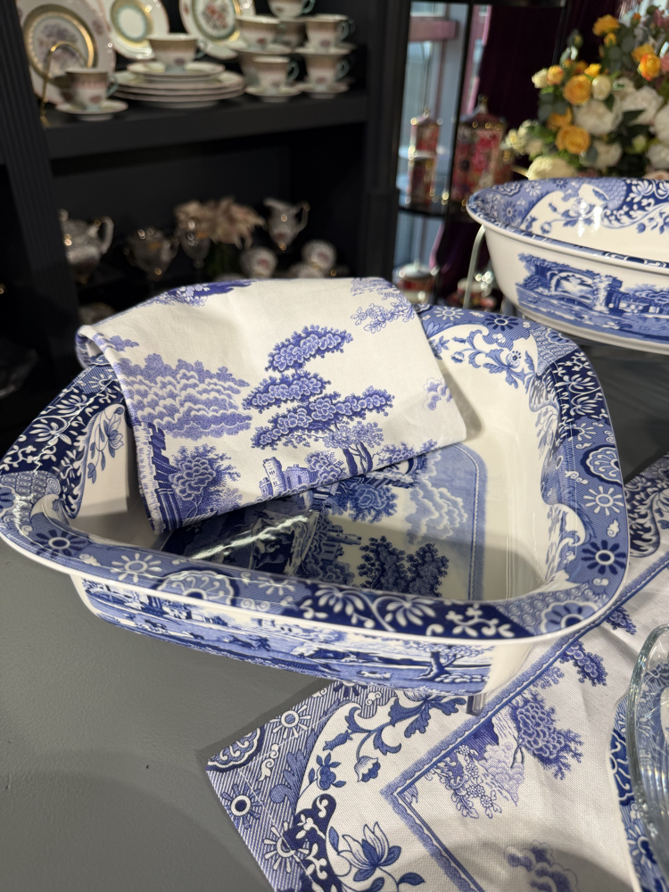 Spode Blue Italian Mavi Beyaz Porselen Servis Tabağı